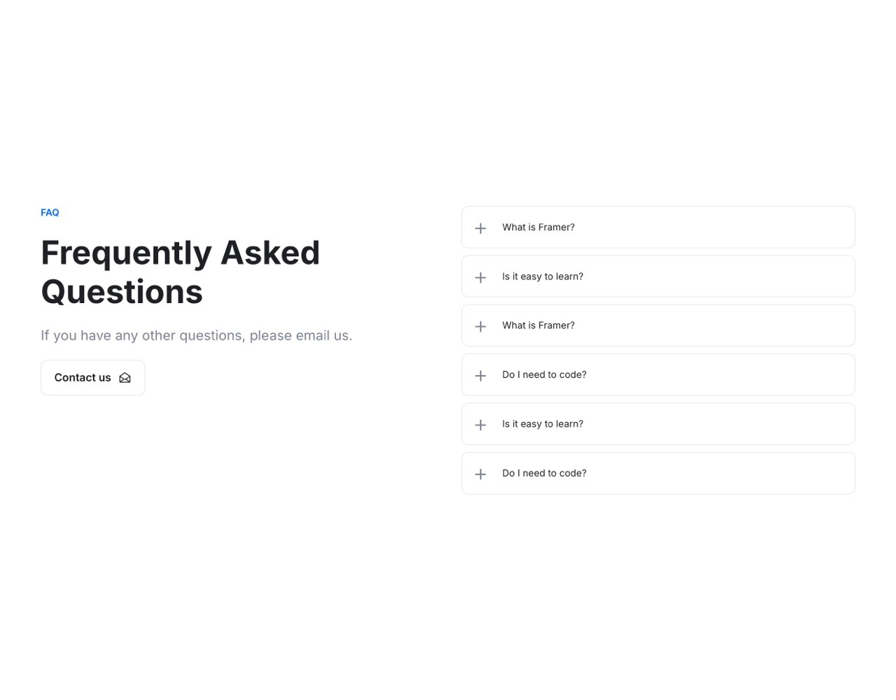 Framer FAQ Section - Frameblox UI