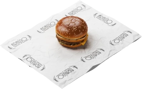 papel gordura com hamburguer no centro