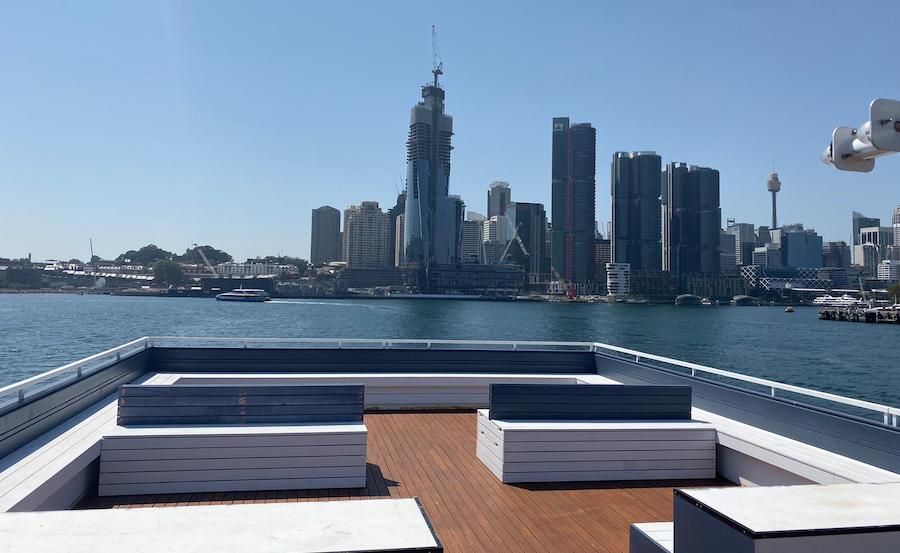 Luxury yacht at dock