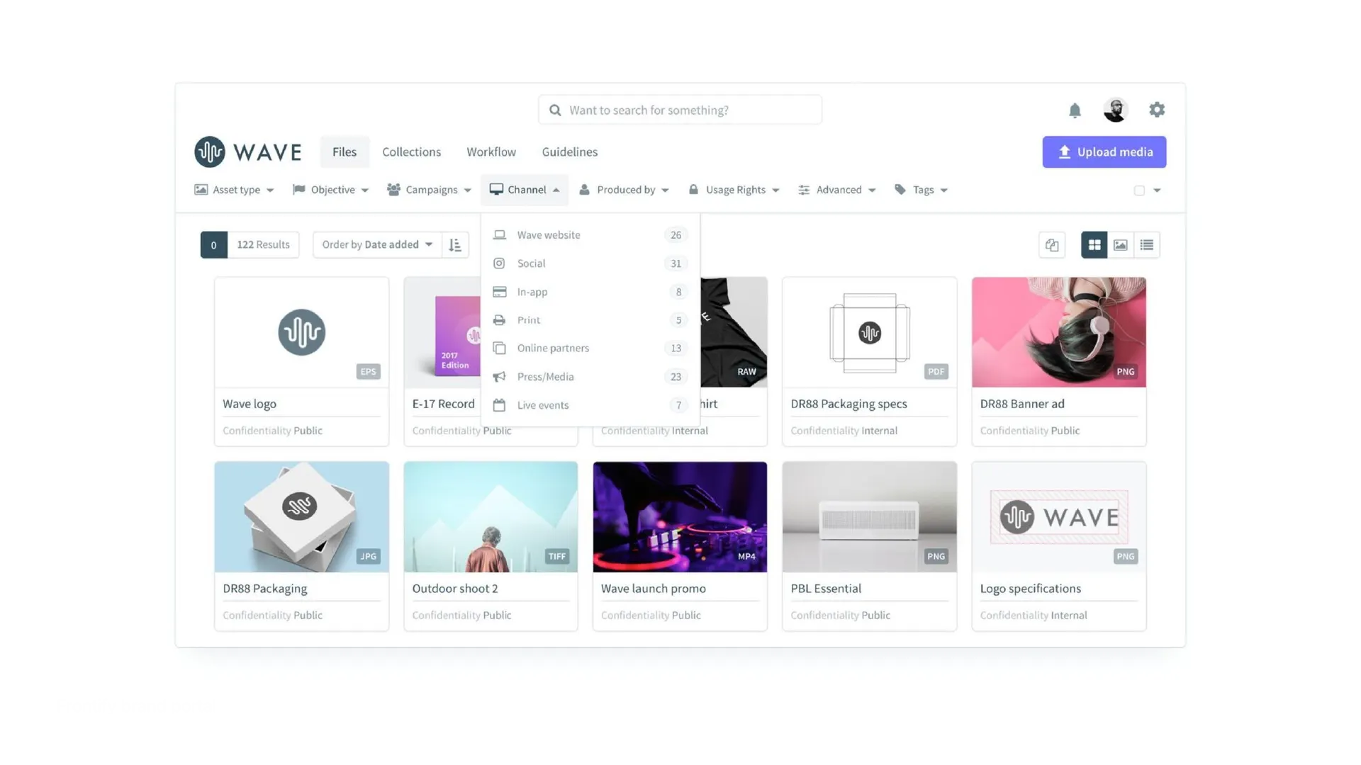 Frontify brand portal with style guides, templates, and team collaboration features