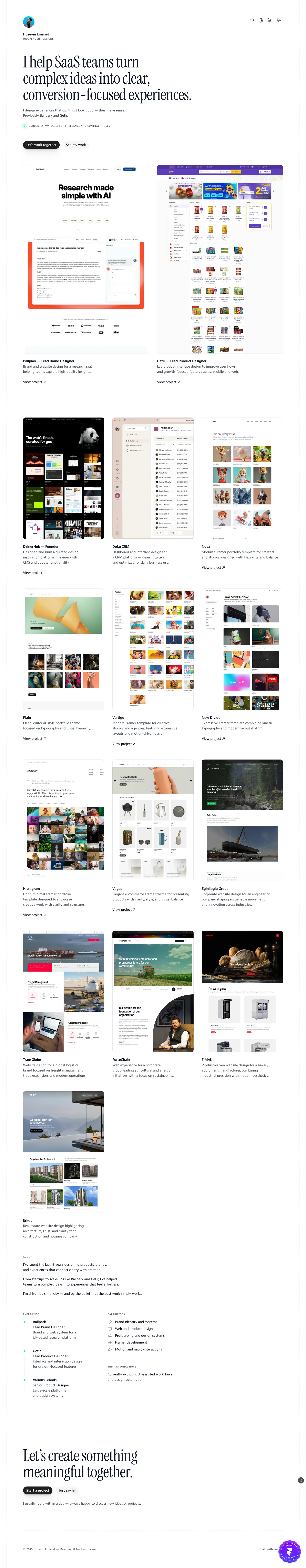 The website serves as a personal or professional platform for Hüseyin Emanet, likely showcasing his work, projects, or services.
