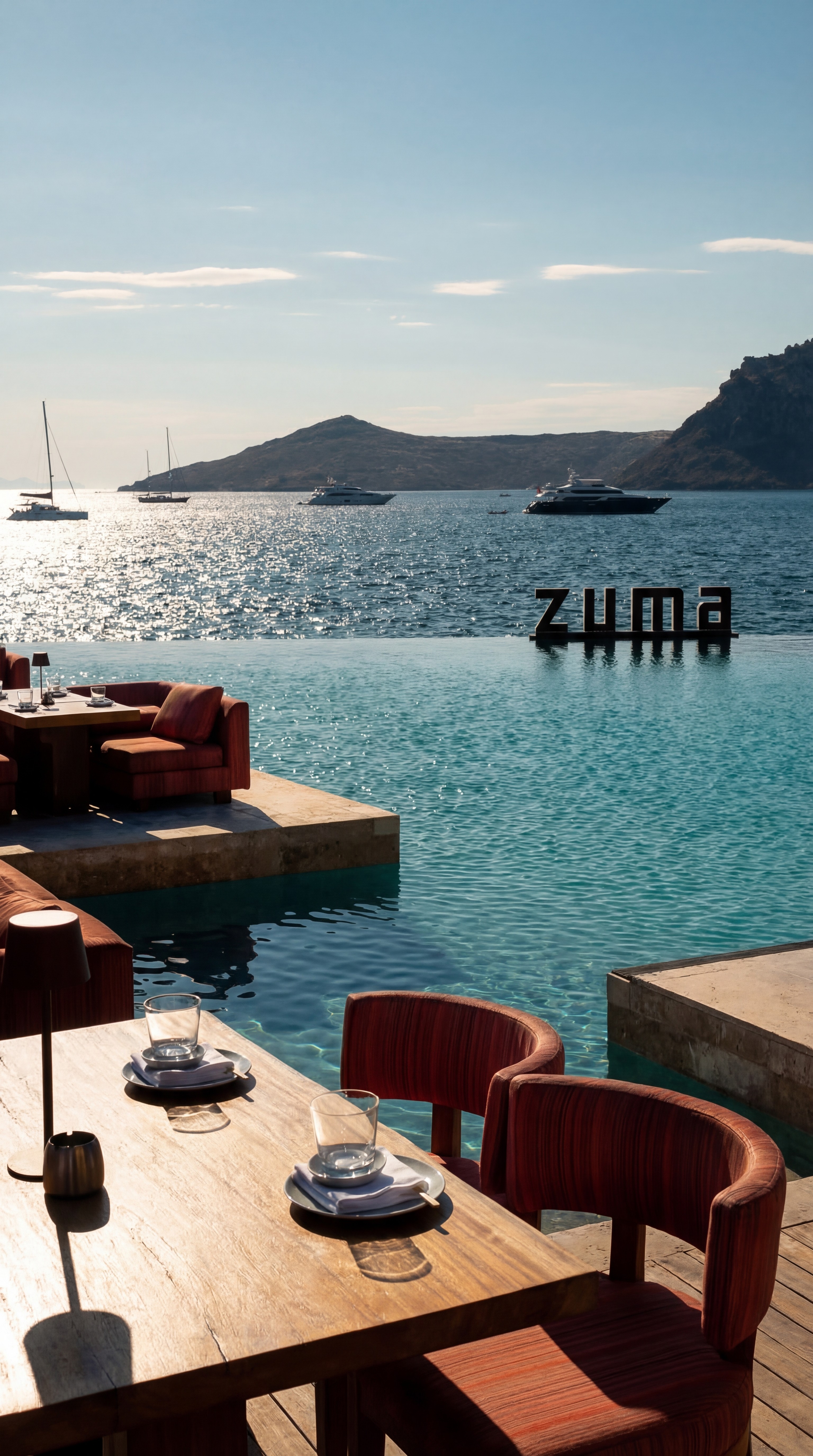 Zuma Bodrum Yalıkavak Marina waterfront restaurant and beach club with infinity edge seating