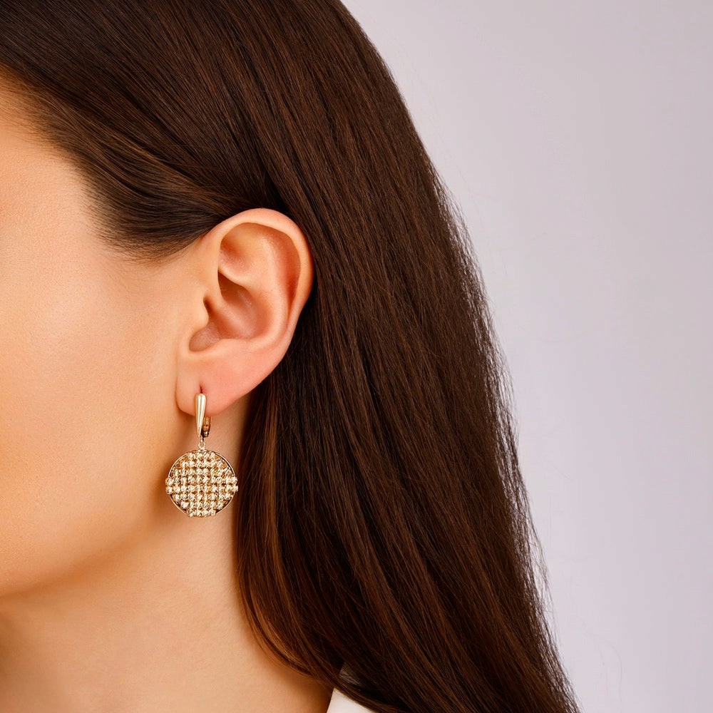 Assos Pırlanta Modern Tasarım 14 Ayar Sarı Altın Küpe