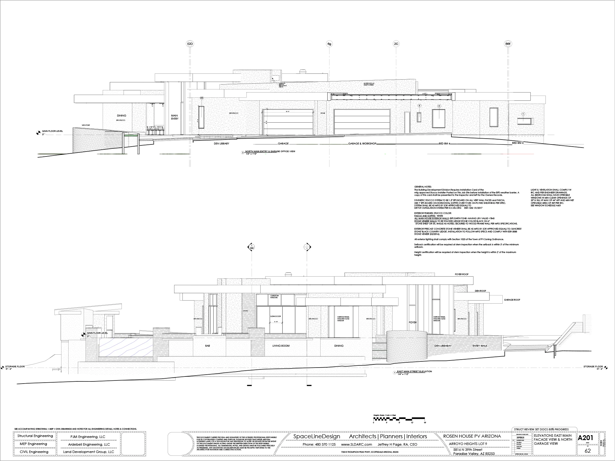 Architectural drawing of a modern luxury home by SpaceLineDesign in Arizona.