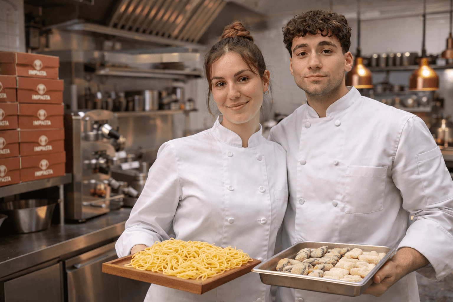 Waiter holding pizza boxes