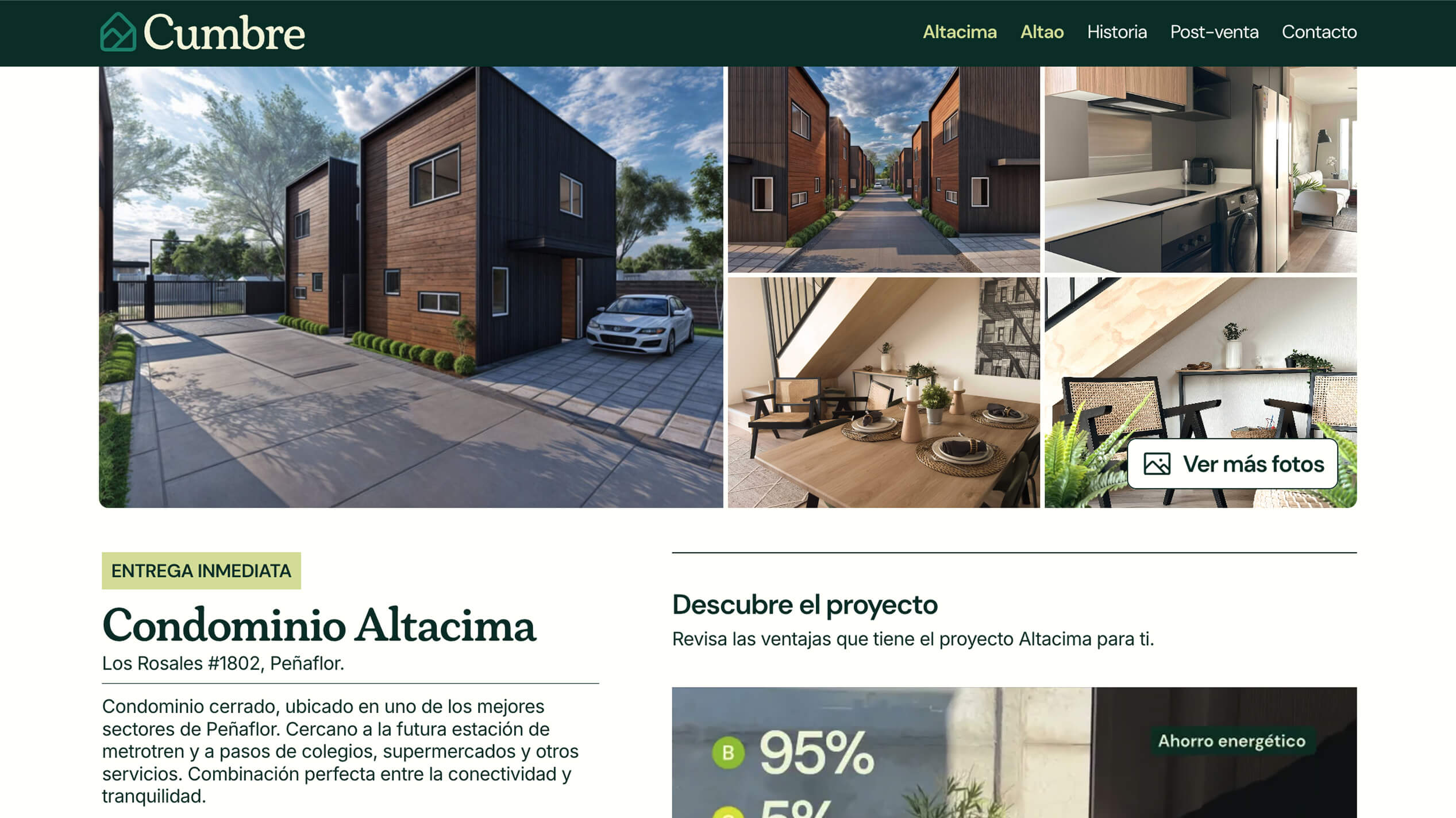 Diseño web desktop Cumbre sección Nuestro Compromiso