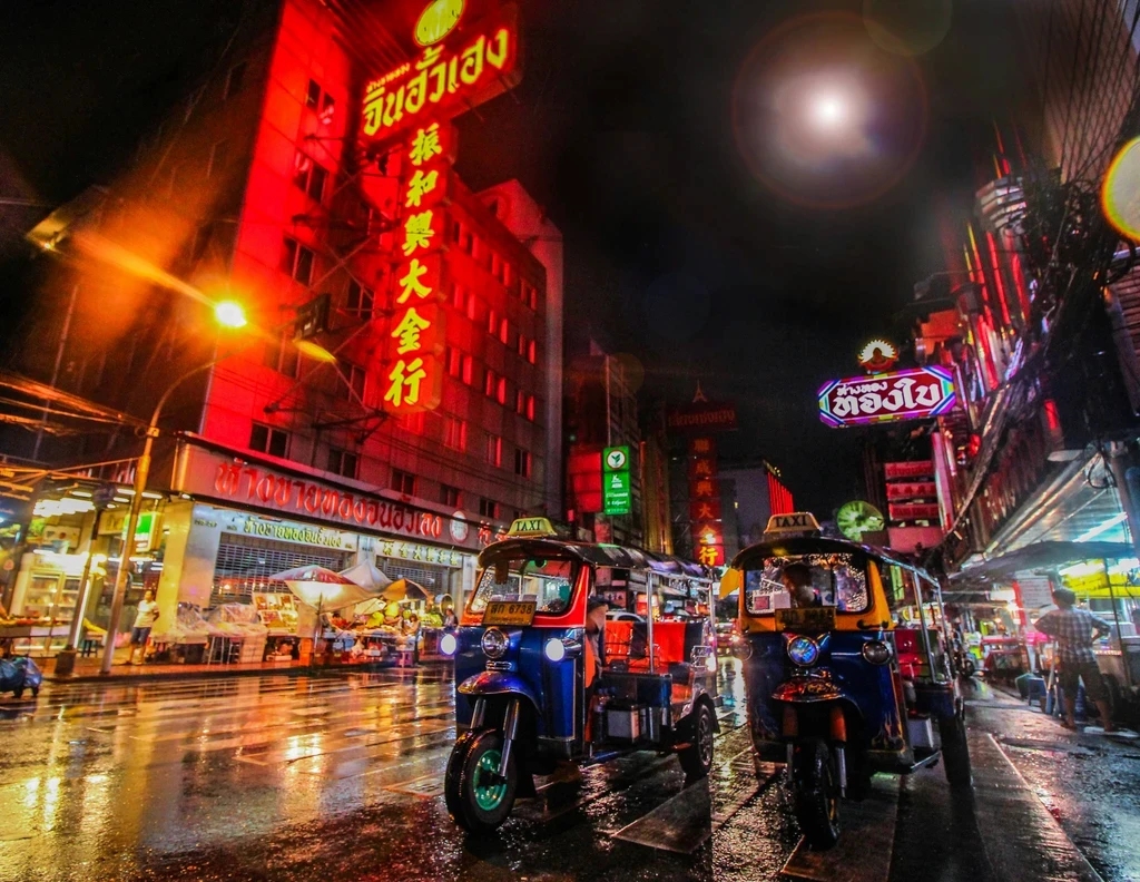 Night city street in China