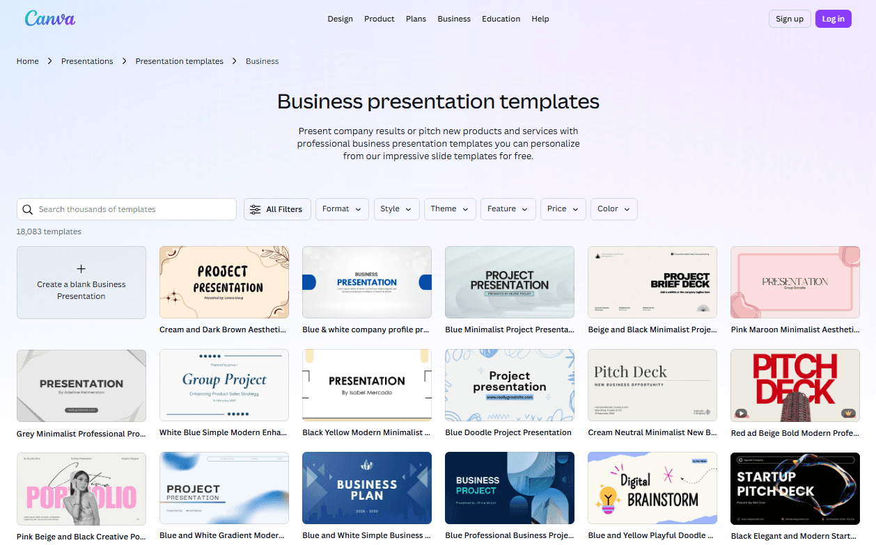 Canva landing page example