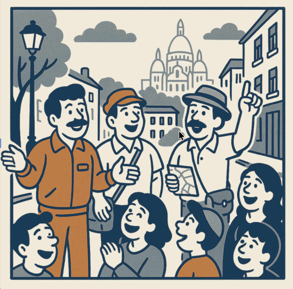 Illustration de participants à une fausse visite de la Jeance Team Building