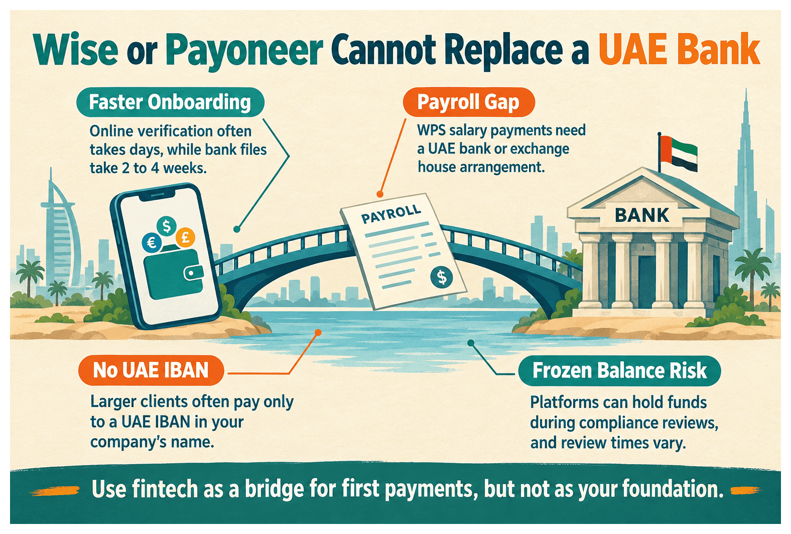 Infographic: Can You Use Wise or Payoneer Instead of a UAE Bank Account