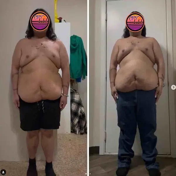 Body before and after transformation