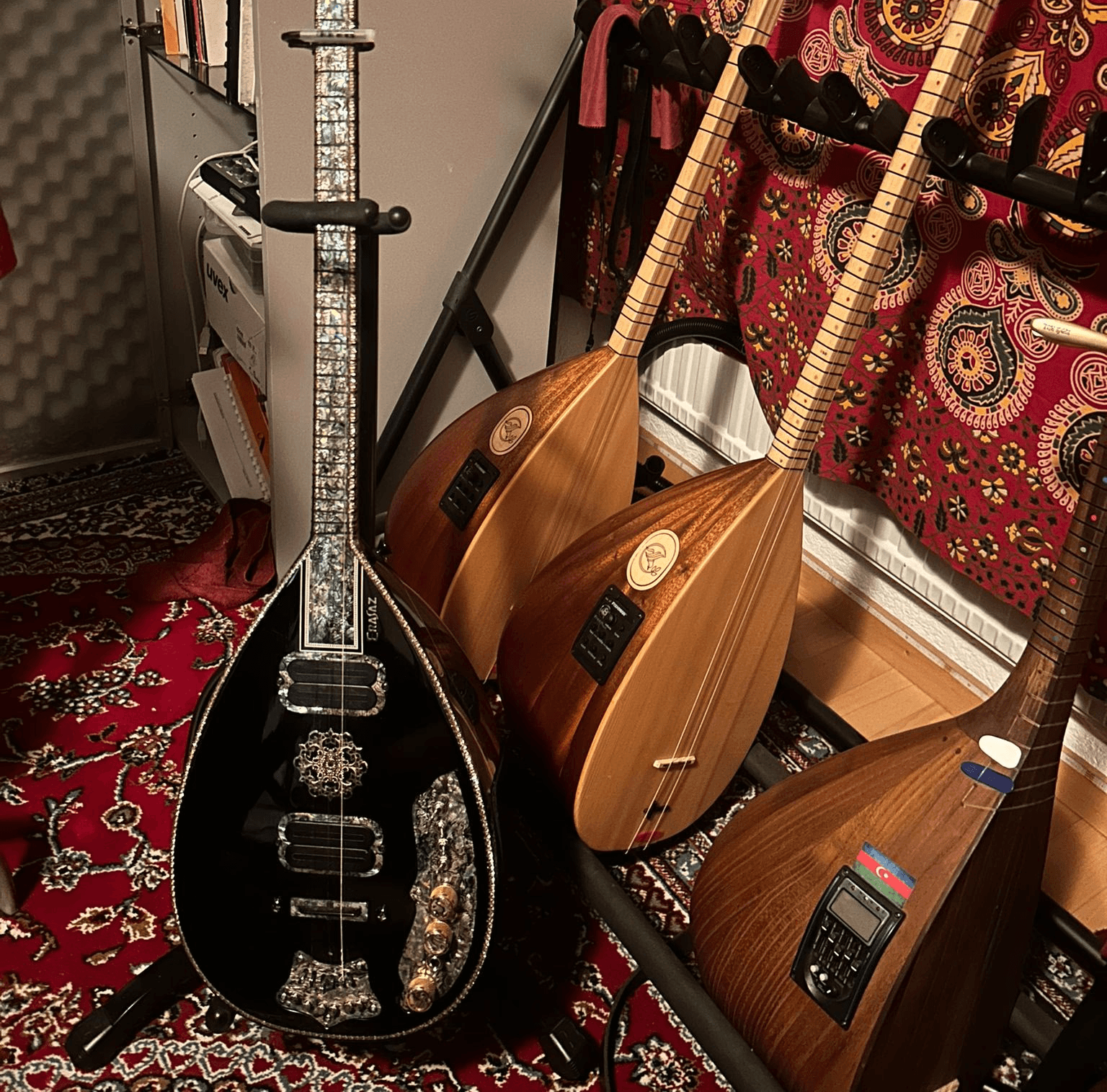 Surreal portrait of man with kaleidoscope effect and neon lighting