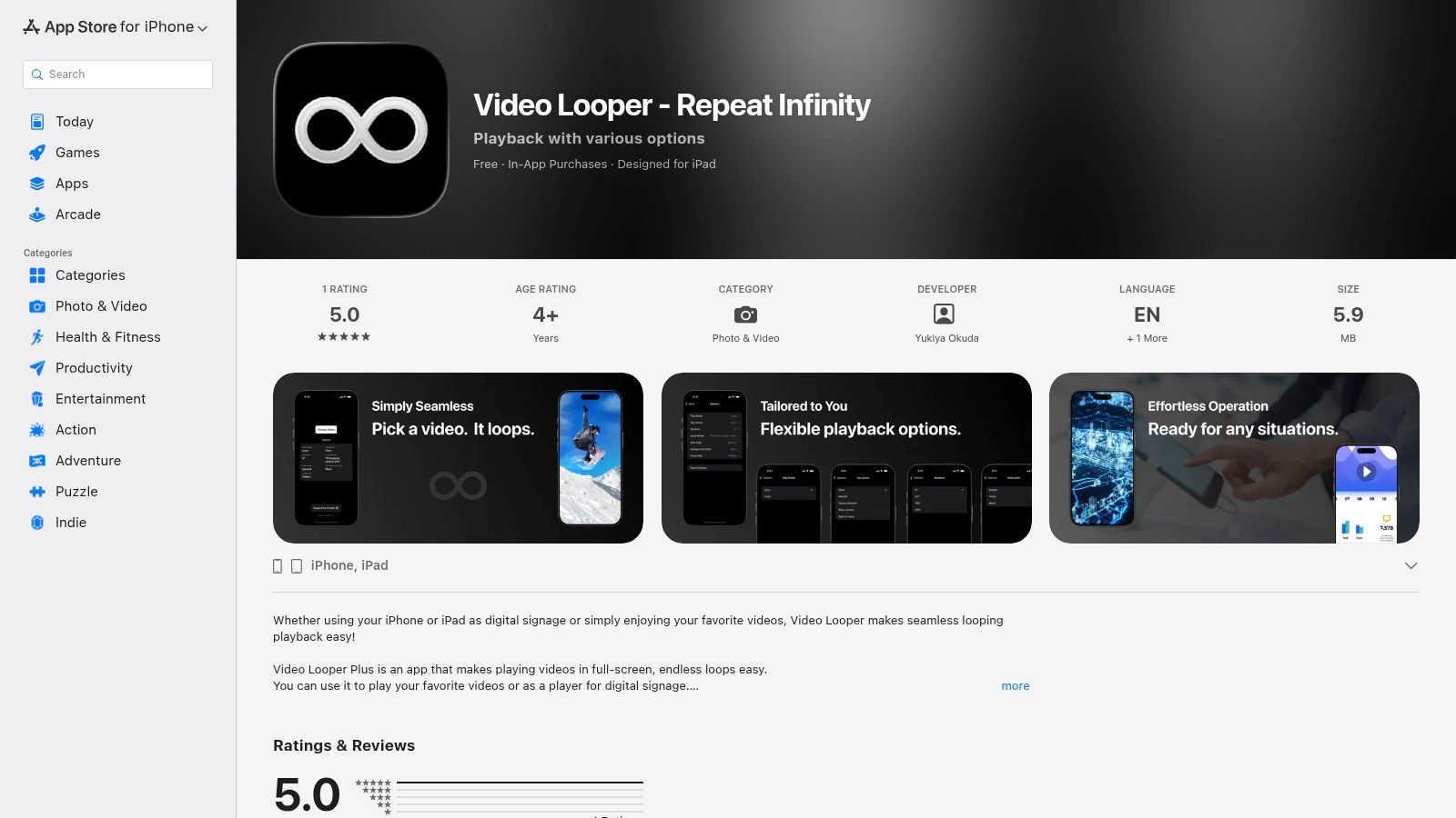 Video Looper – Repeat Infinity (iOS)
