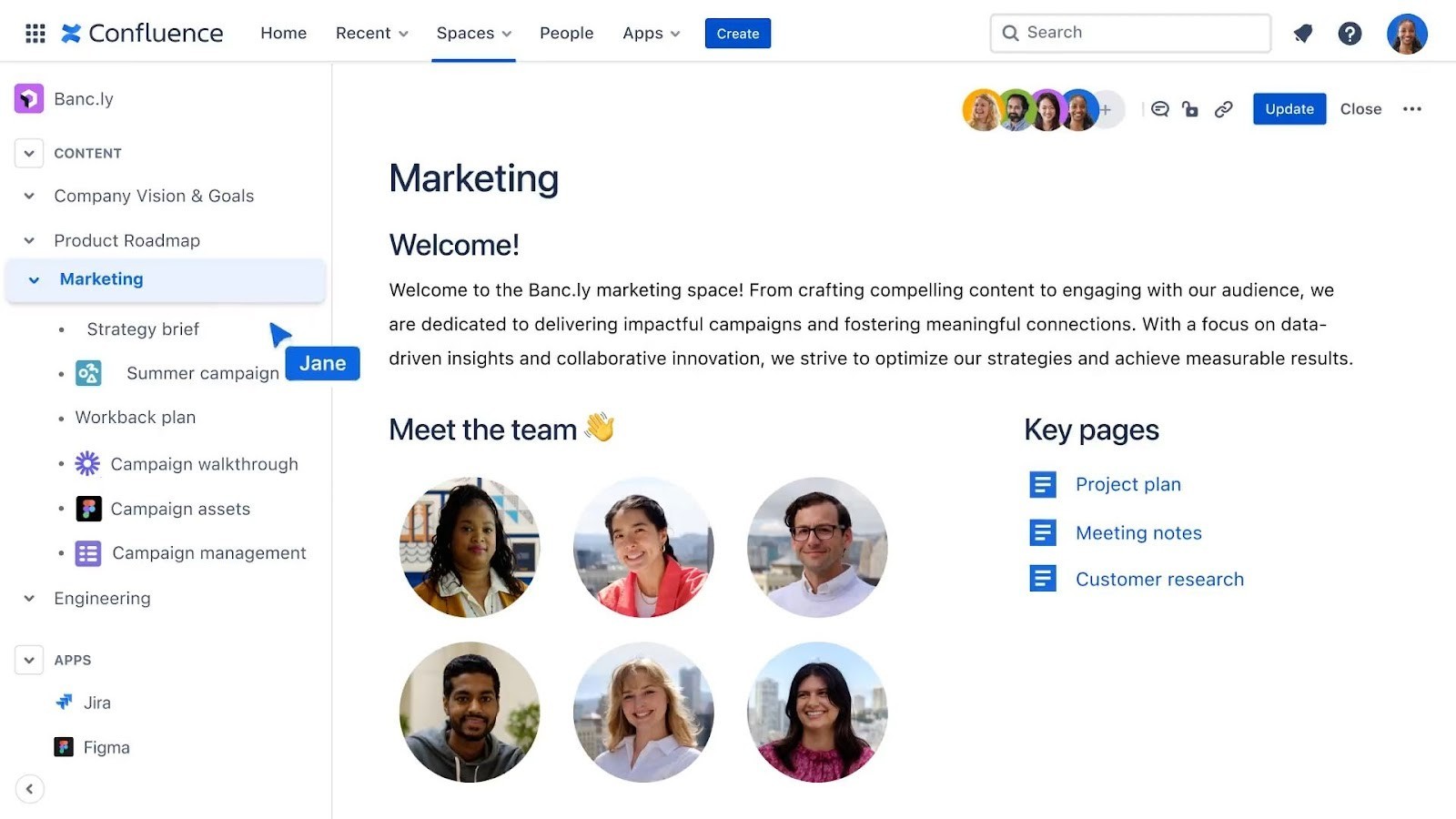 Confluence's knowledge management and team collaboration space