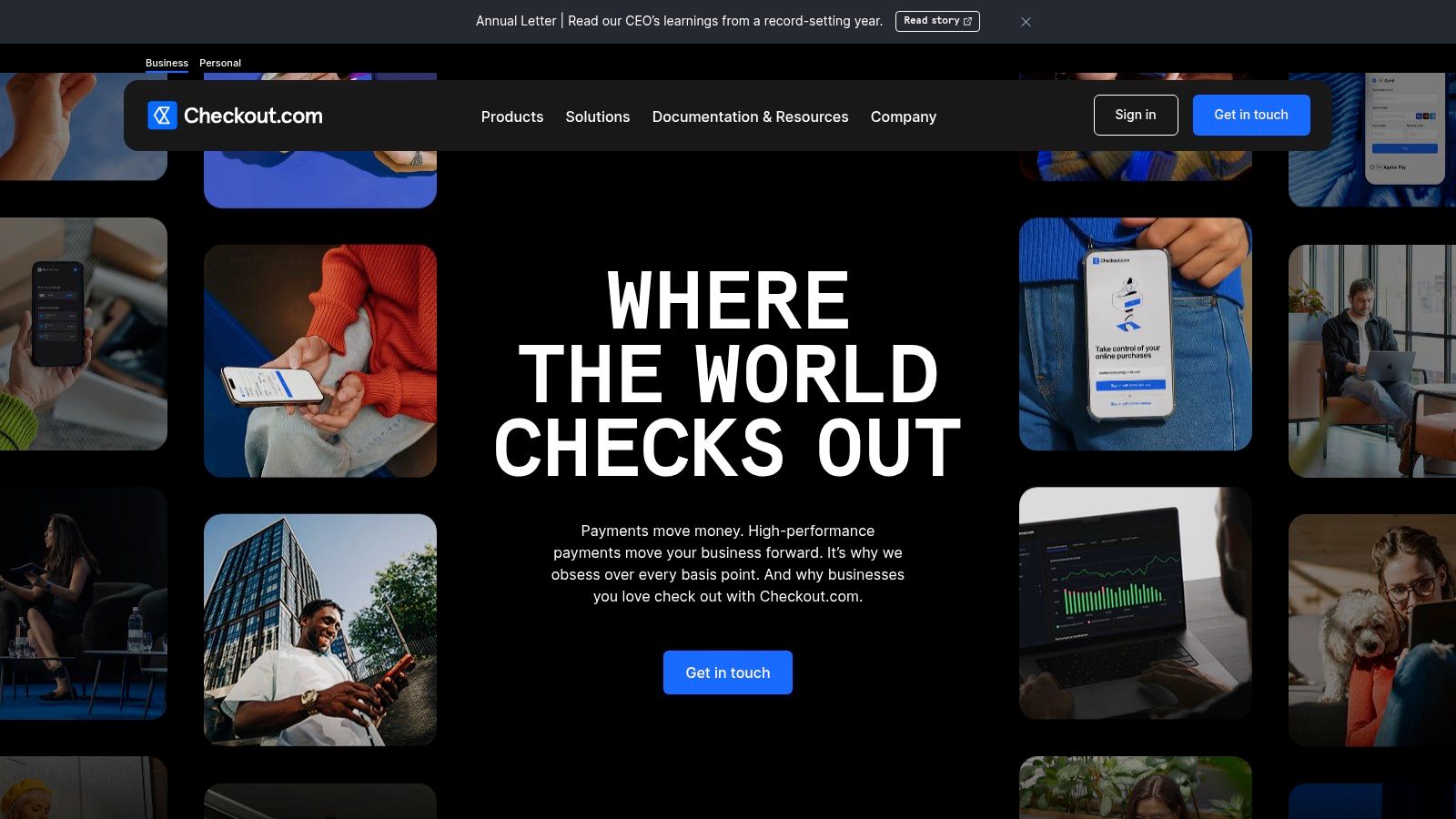 Checkout.com platform dashboard displaying transaction data and analytics