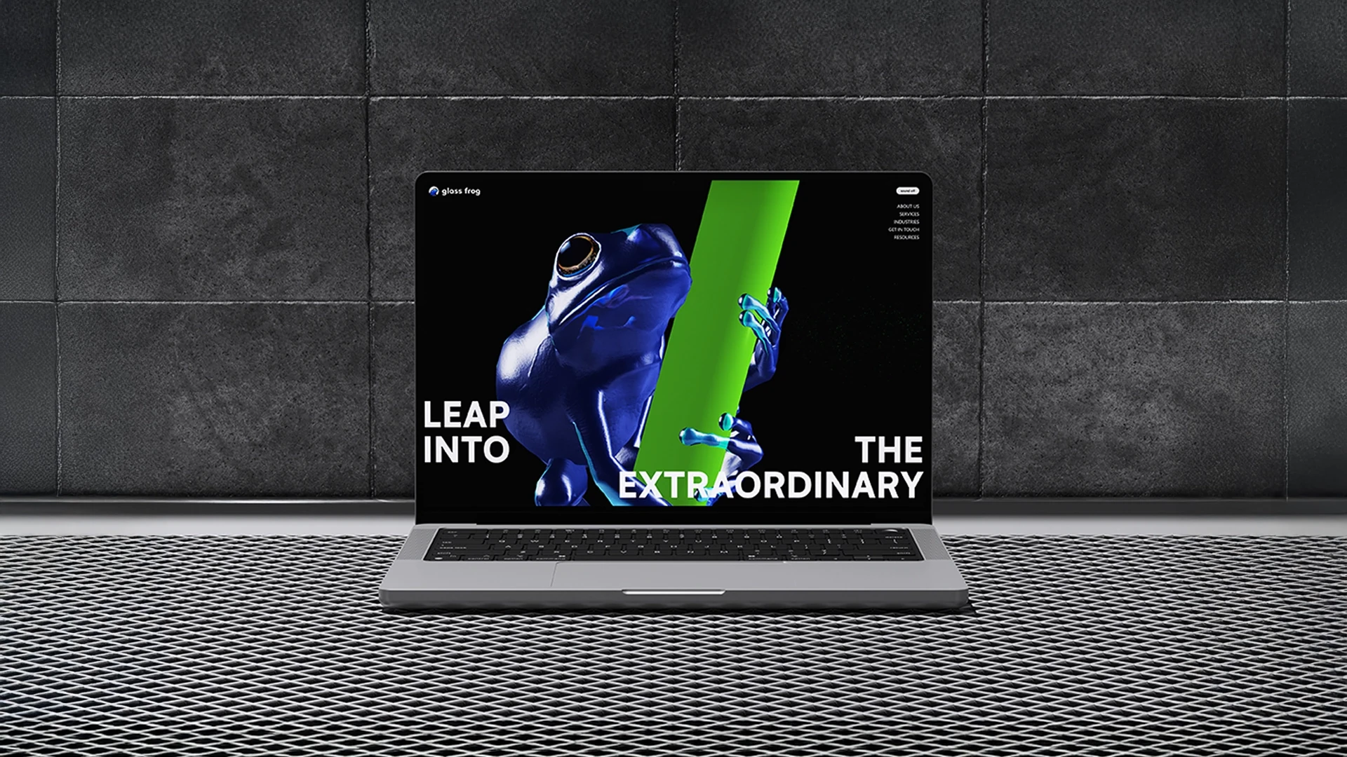 Glassfrog creative agency branding, 3D visuals, and website UI design by Creative Apes