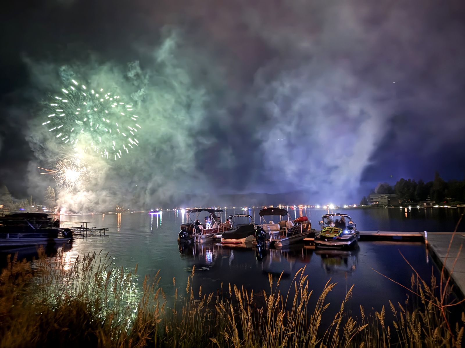 Fireworks over the lake during Seeley Lake's Fourth of July celebration