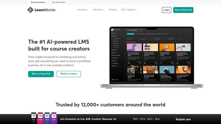 LearnWorlds LMS dashboard