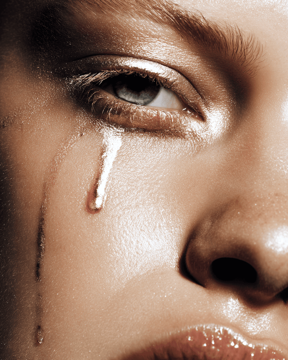 Woman crying golden tears | AI