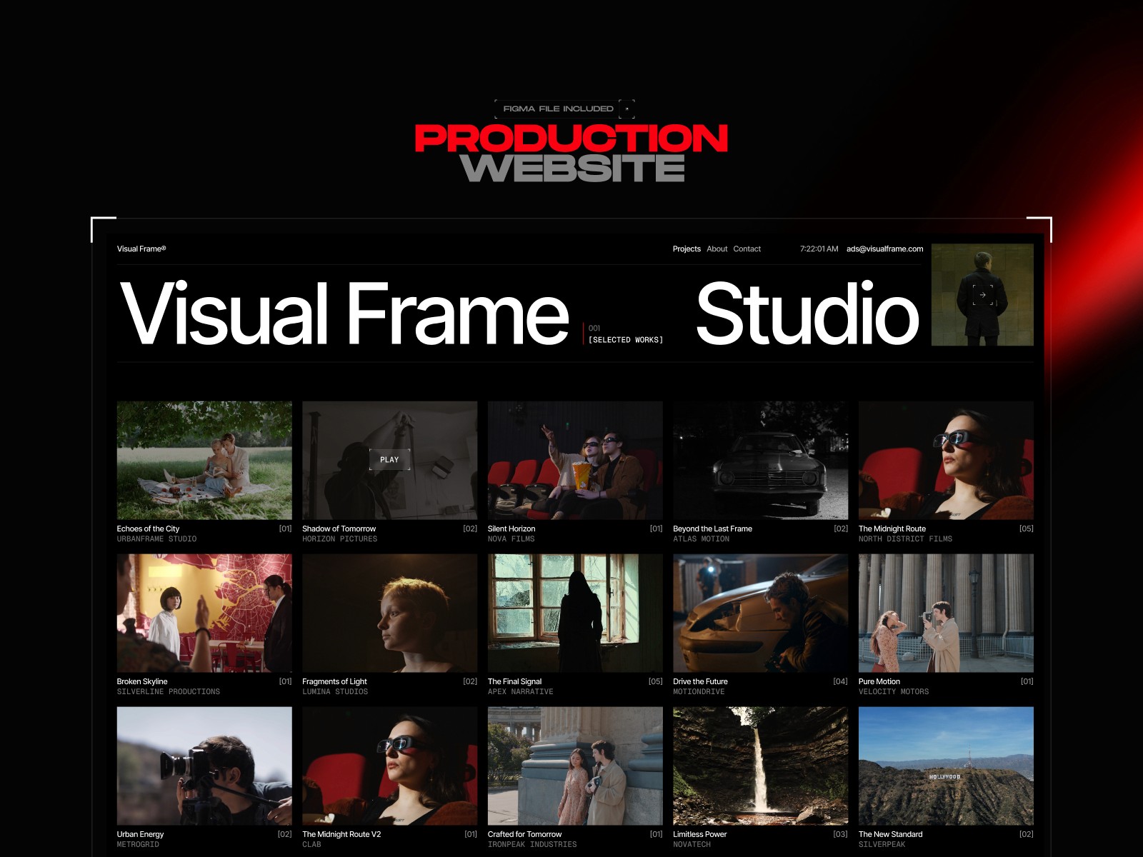 Visual frame — 高级暗黑现代作品集网站设计灵感