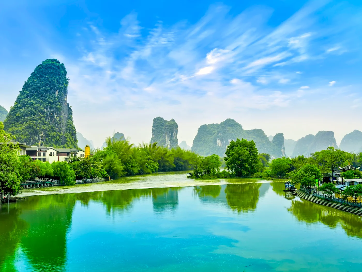Beautiful Li River on a downcast day