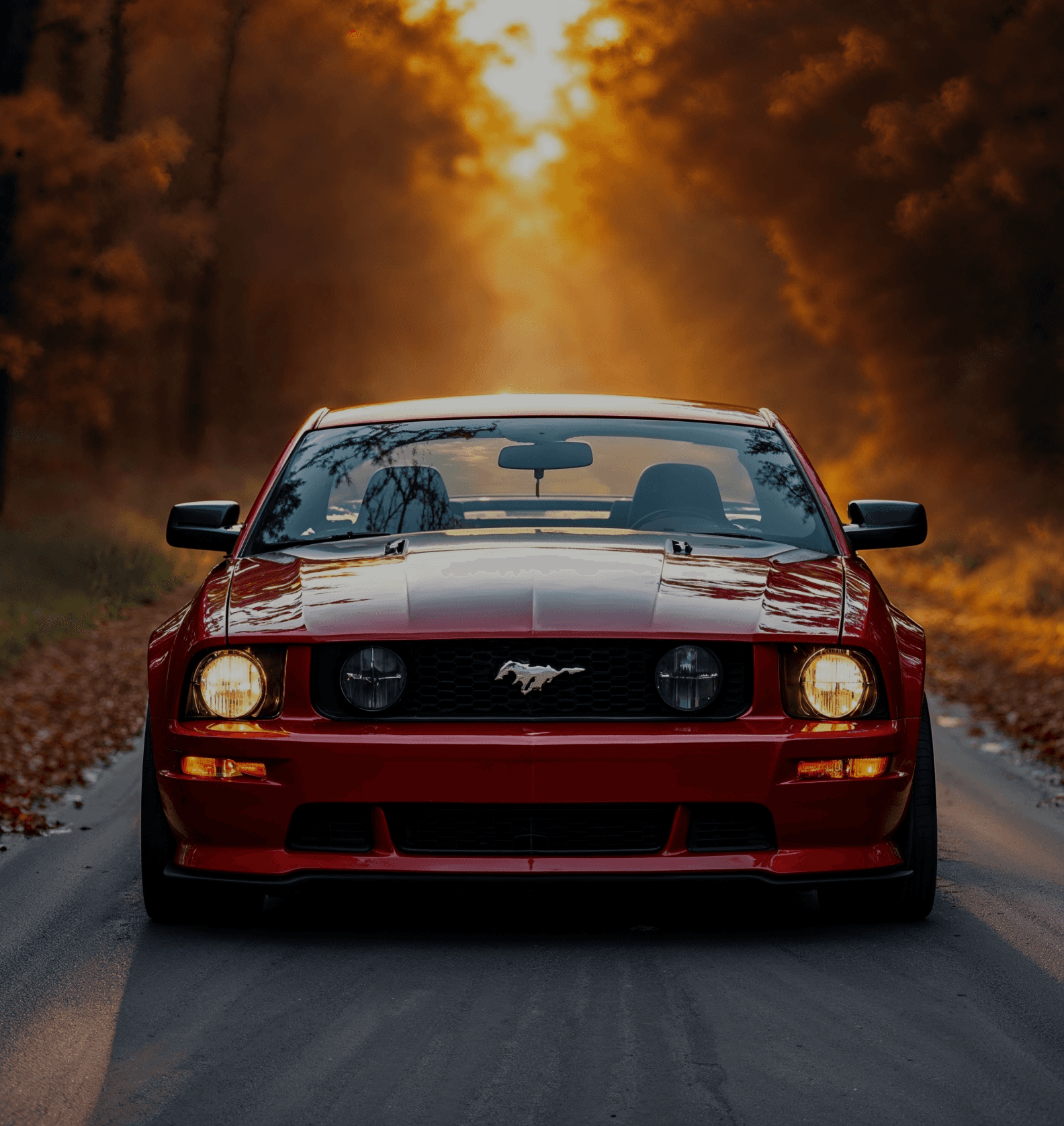 Imagem de um mustang vermelho