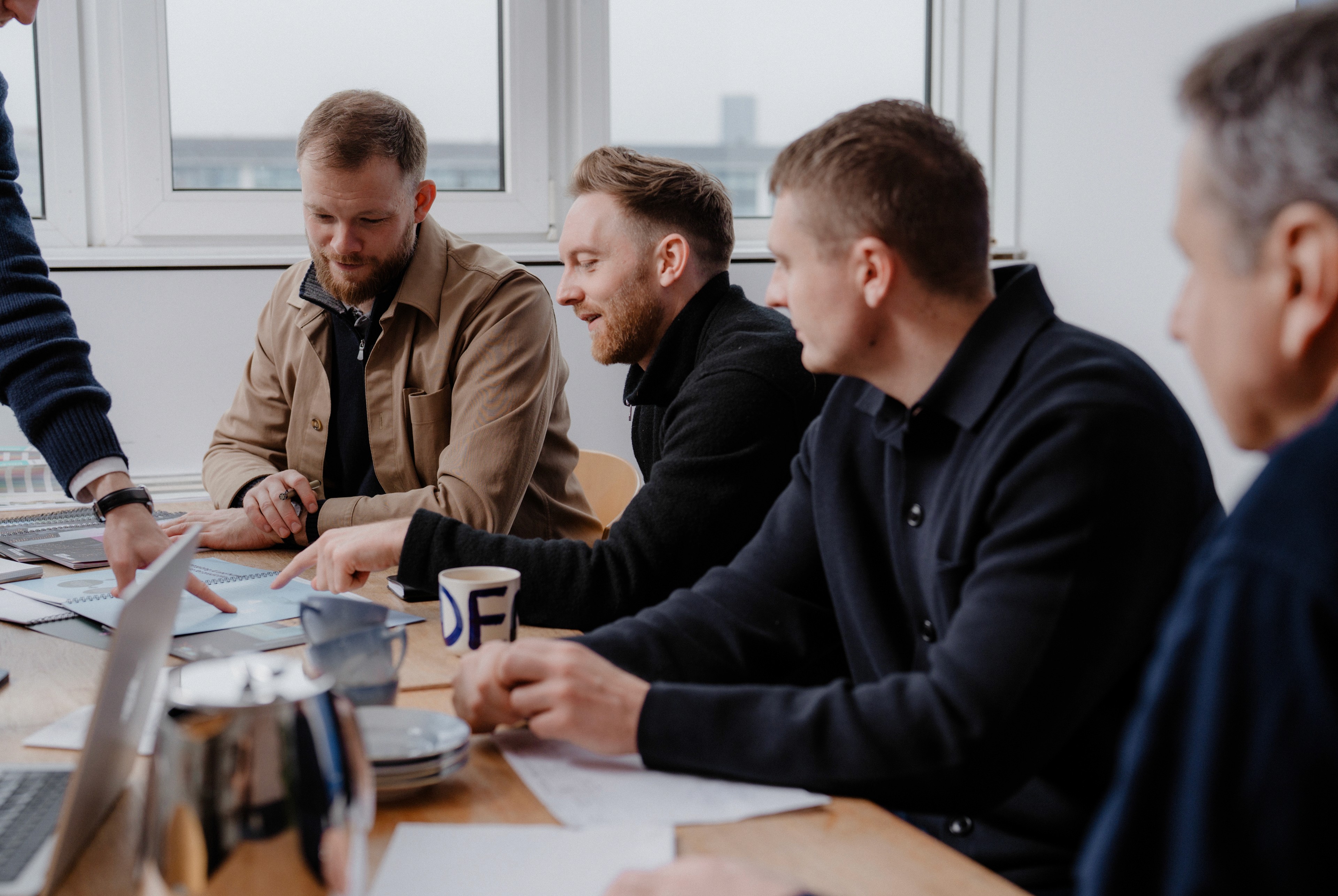 People working at table