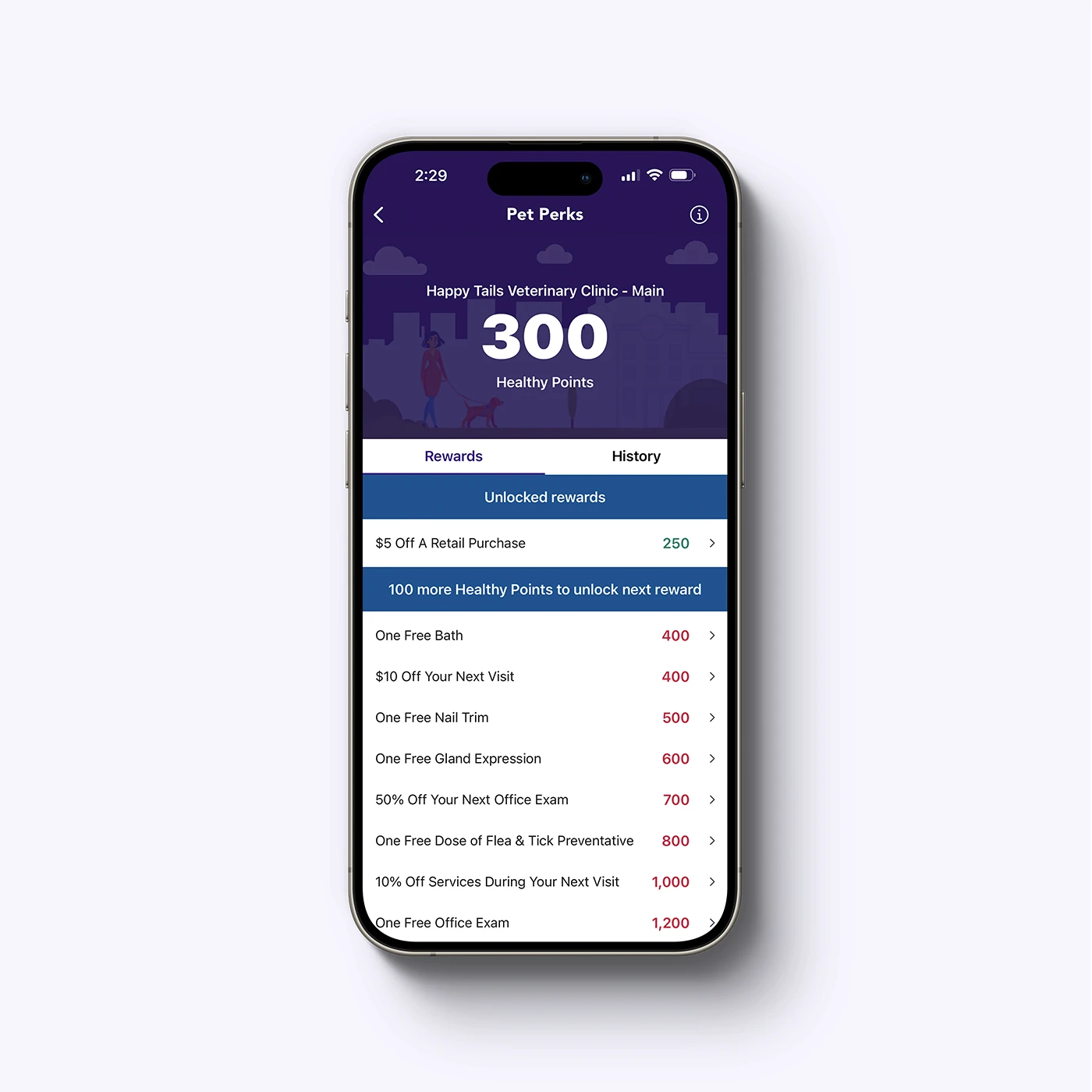 Loyalty points in the PetDesk App