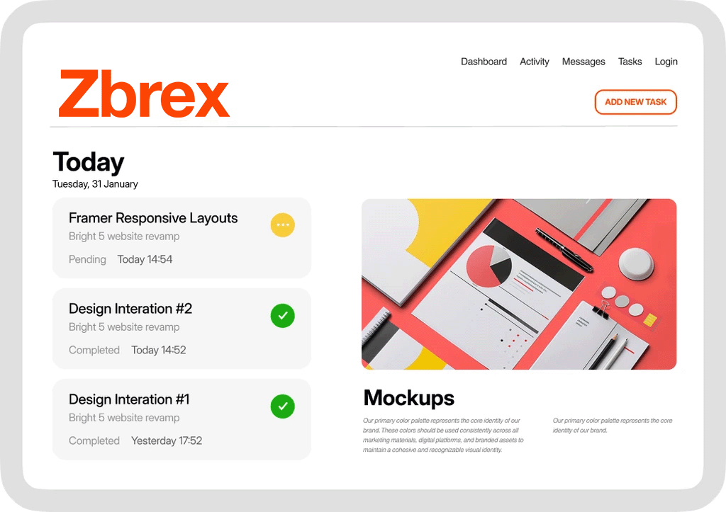 Design mockup of a dashboard