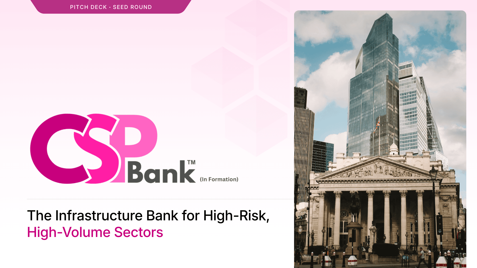 Pitch deck design mockup for CSP Bank