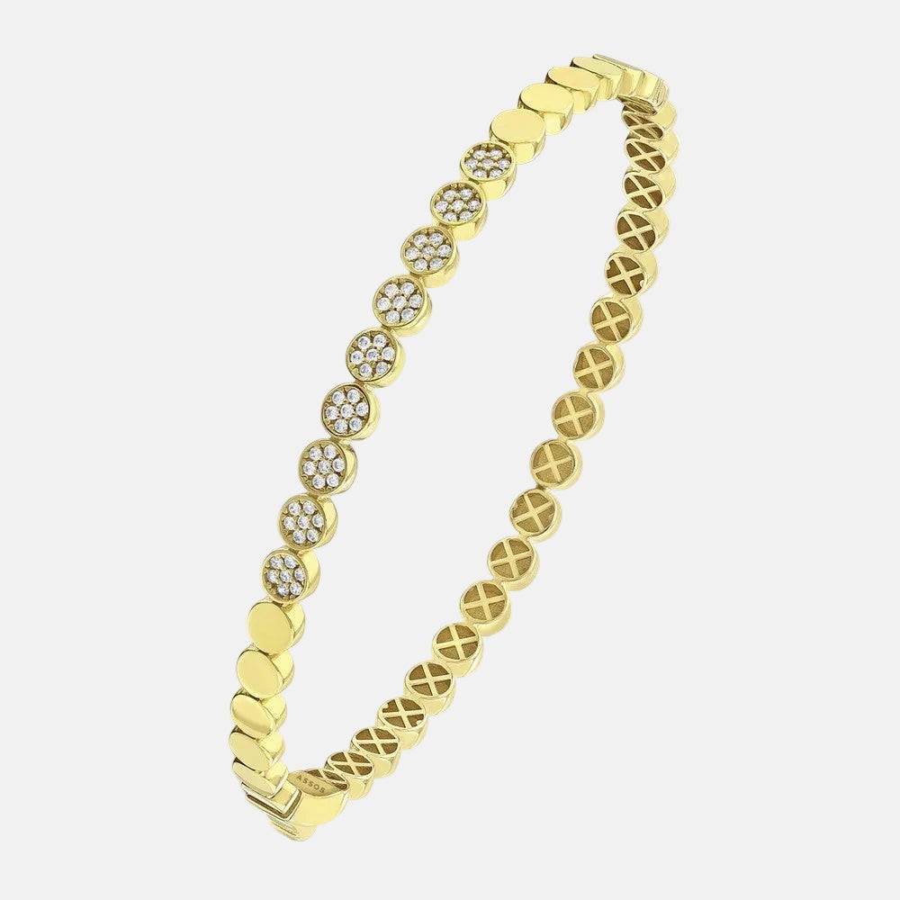 Assos Pırlanta 14 Ayar Altın Şık Geometrik Tasarım Kelepçe Bilezik