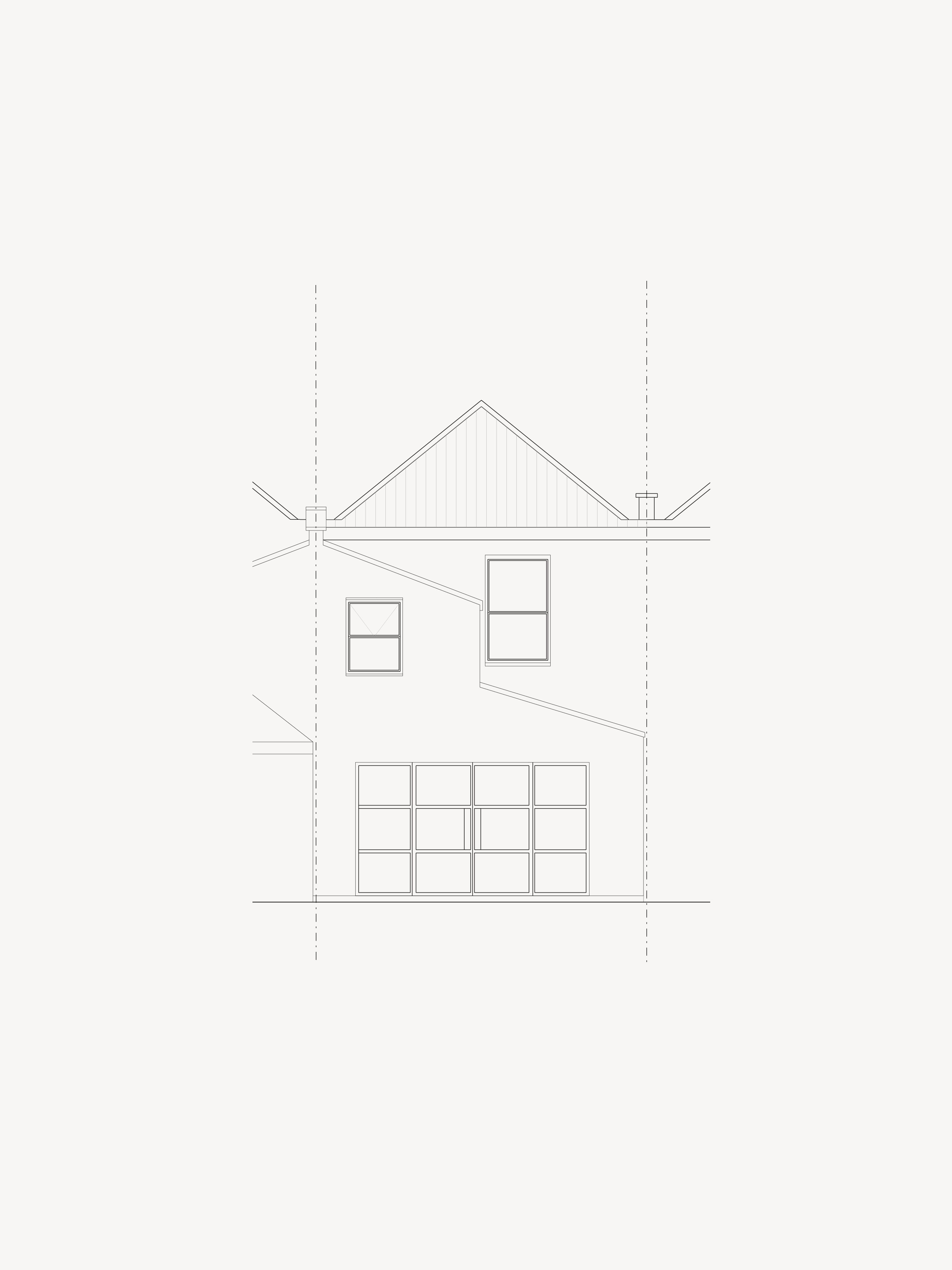 Proposed rear elevation drawing for the ground floor extension at Egerton Road, Bishopston, Bristol, showing full-width sliding doors and pitched roof over the new living space