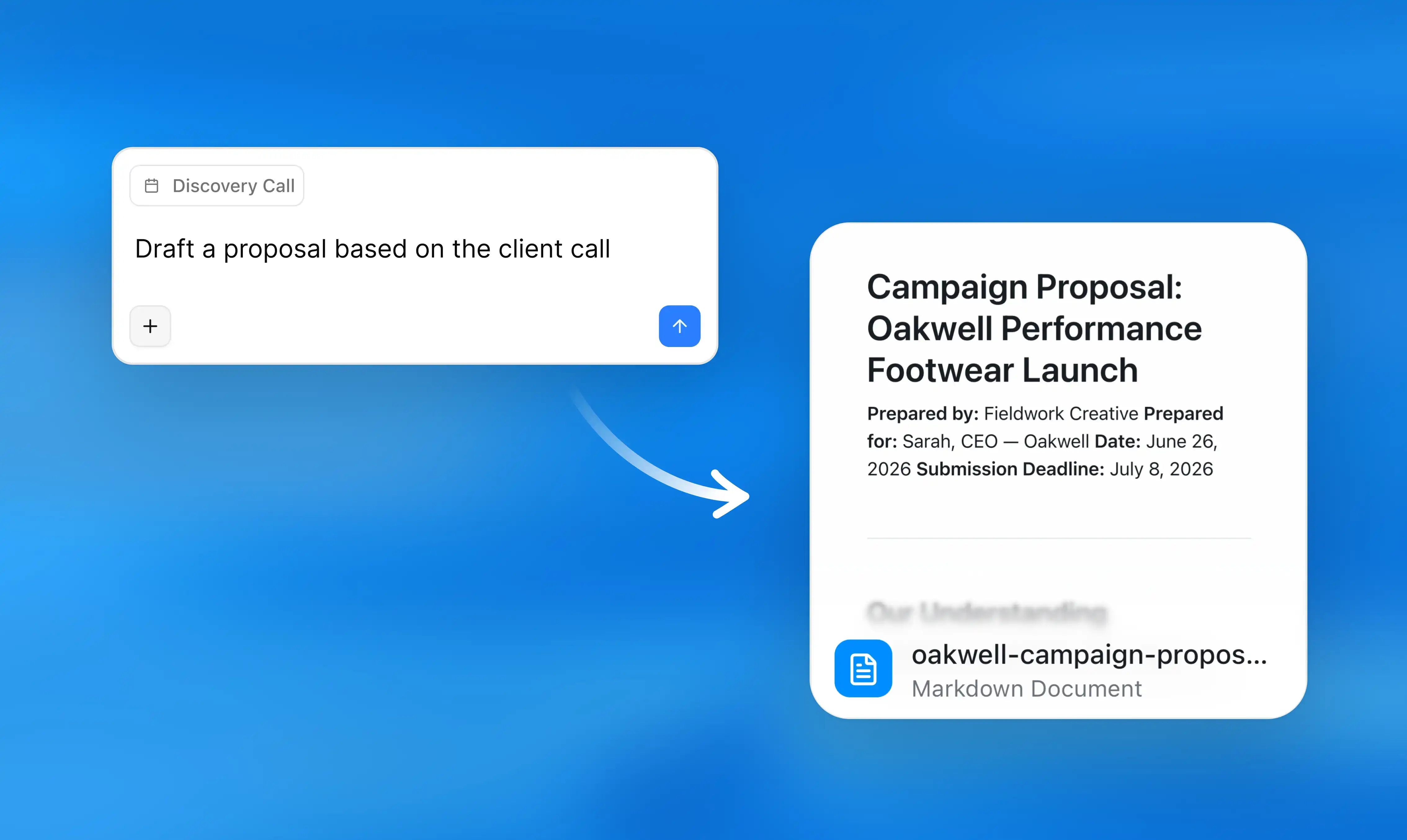Supernormal's AI agent turning a discovery call into a draft client proposal in moments