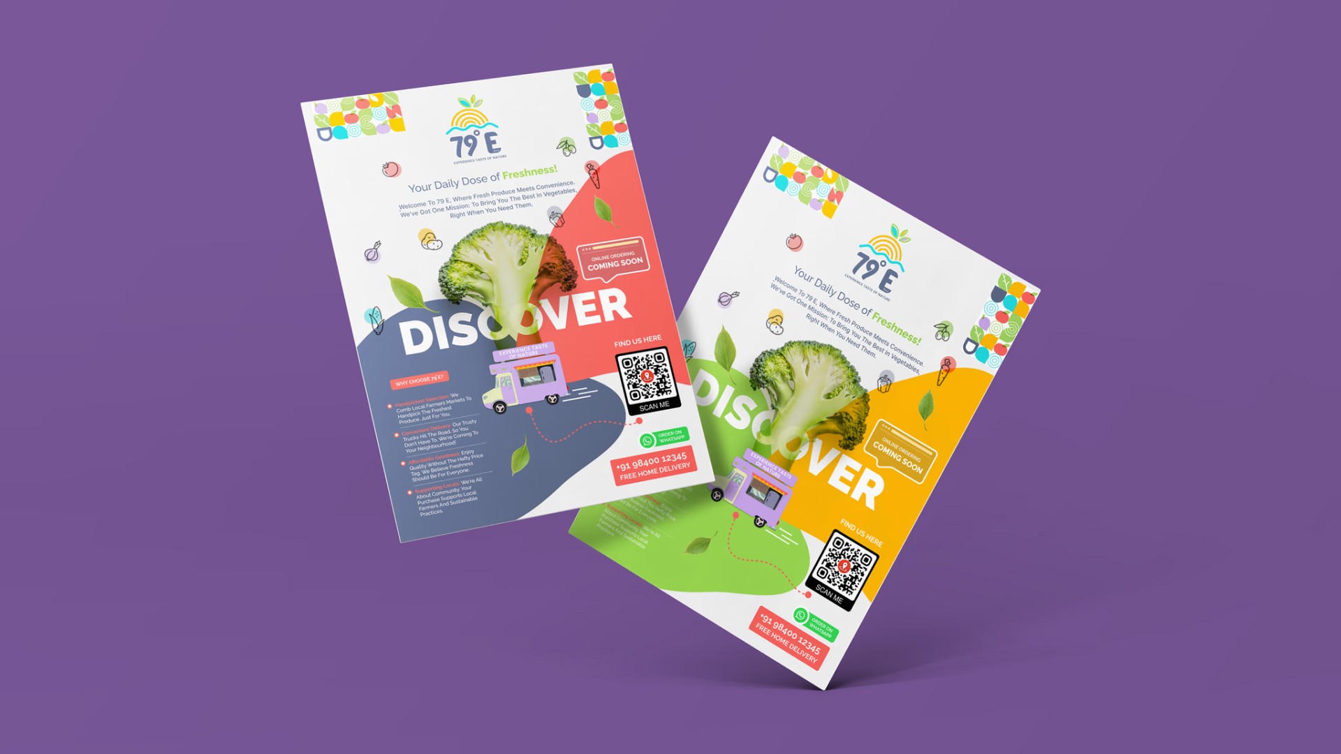 79E fresh produce brand promotional flyer design — Penguincil Design