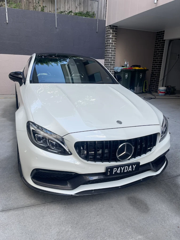 Rear view of black car