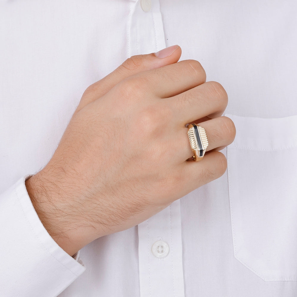 Assos 14 Ayar Altın Modern Tasarım Şık Erkek Yüzük