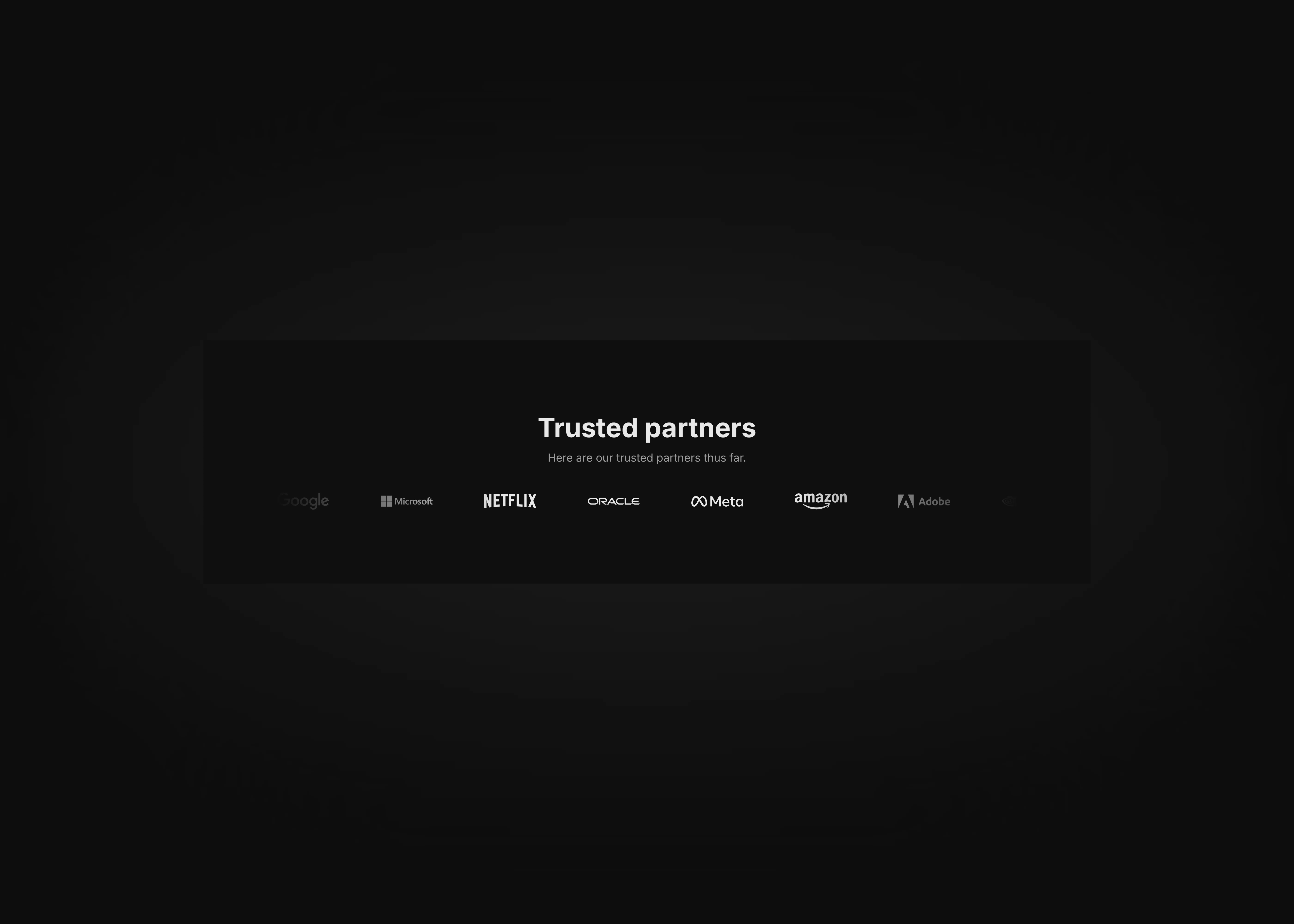 A dark themed ticker with brand logoes for desktop devices.