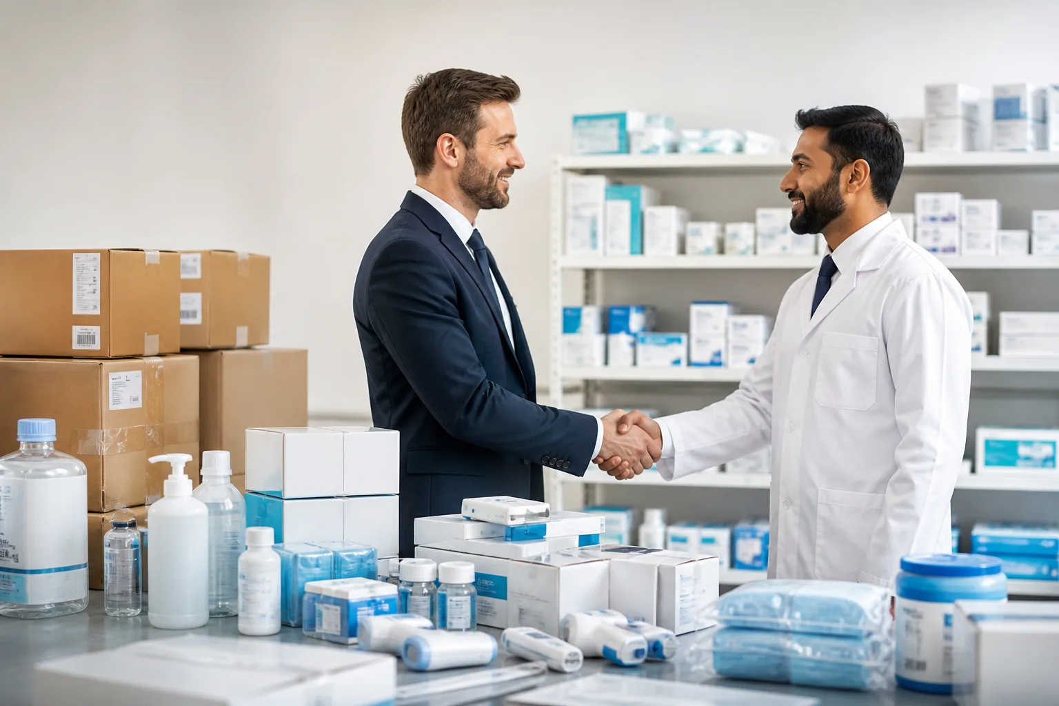 Medical Supplies Trading Company Setup in Dubai beside a Dubai trade license document and a