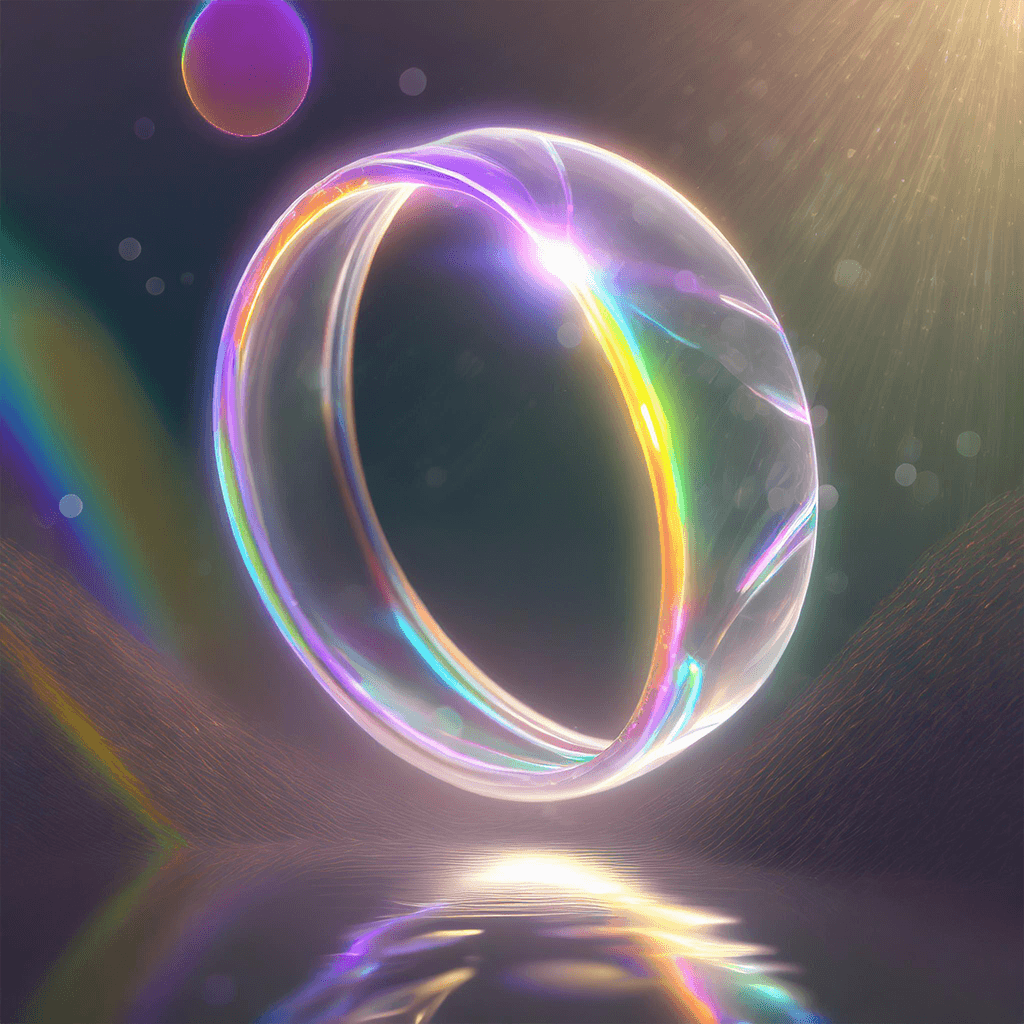 A translucent ring floats in the air under the influence of light, hyper-detailed, realistic