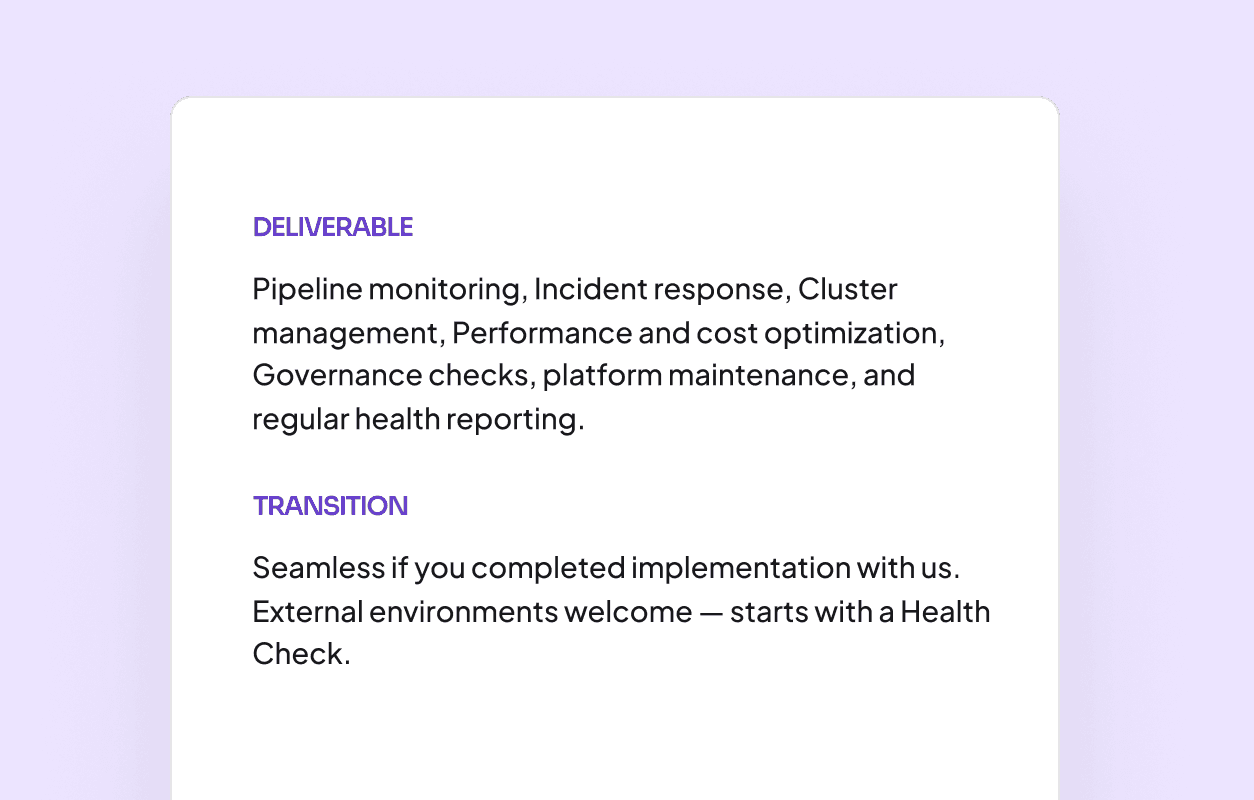 Managed Services — Lakehouse Guardian timeline & result