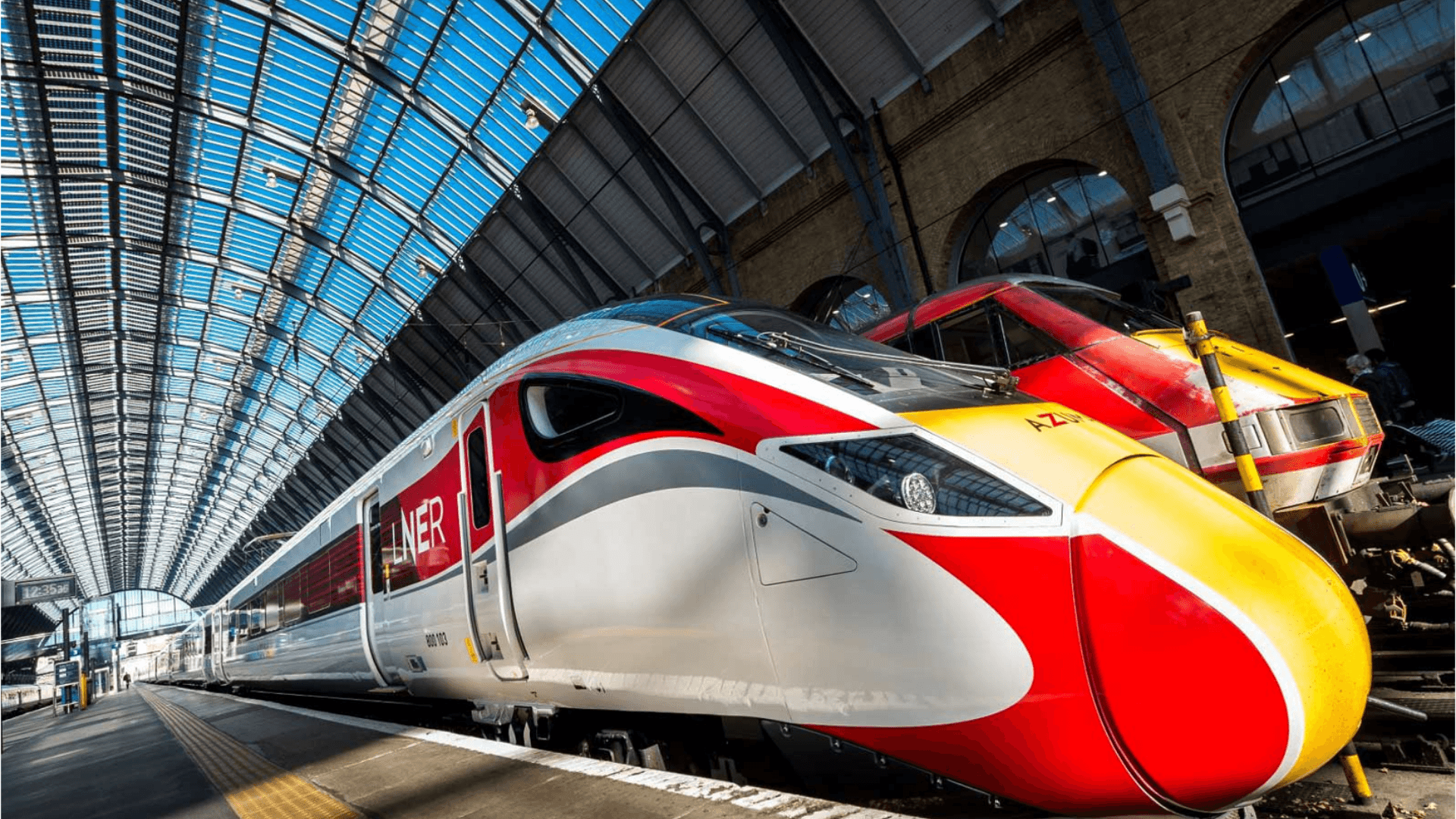 LNER trains stopped at a station