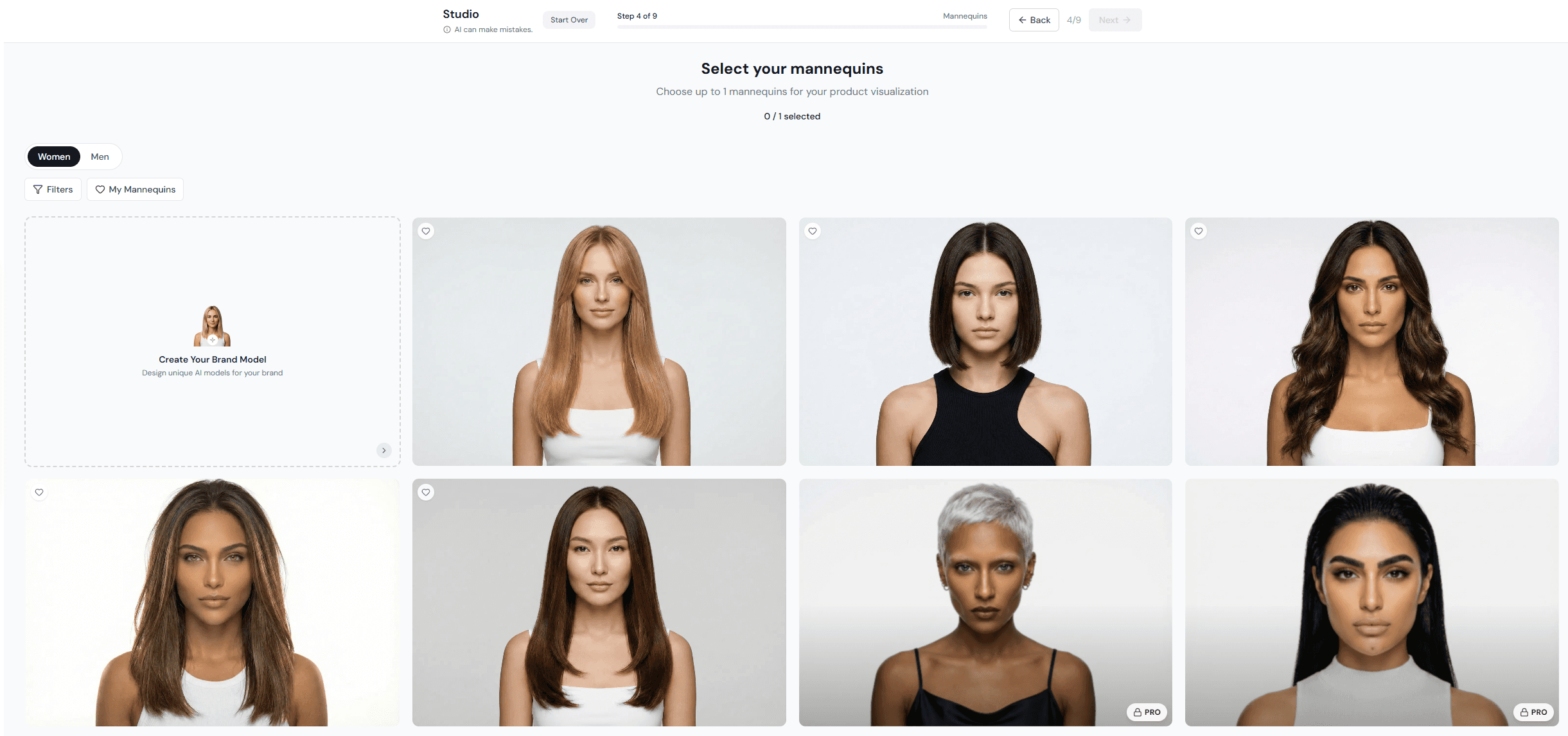 Model gallery of the AI photoshoot Photta