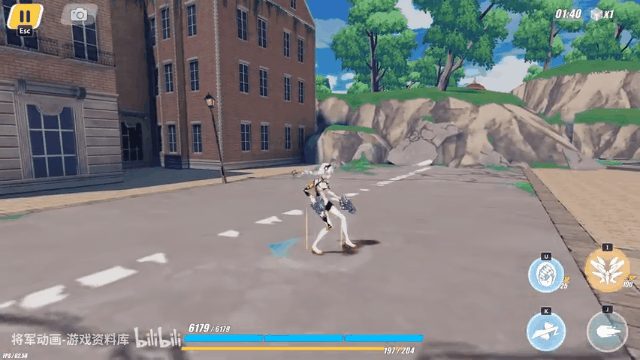 In-game capture: idle-to-run transition with cancelled anticipation frames (reference footage via bilibili).