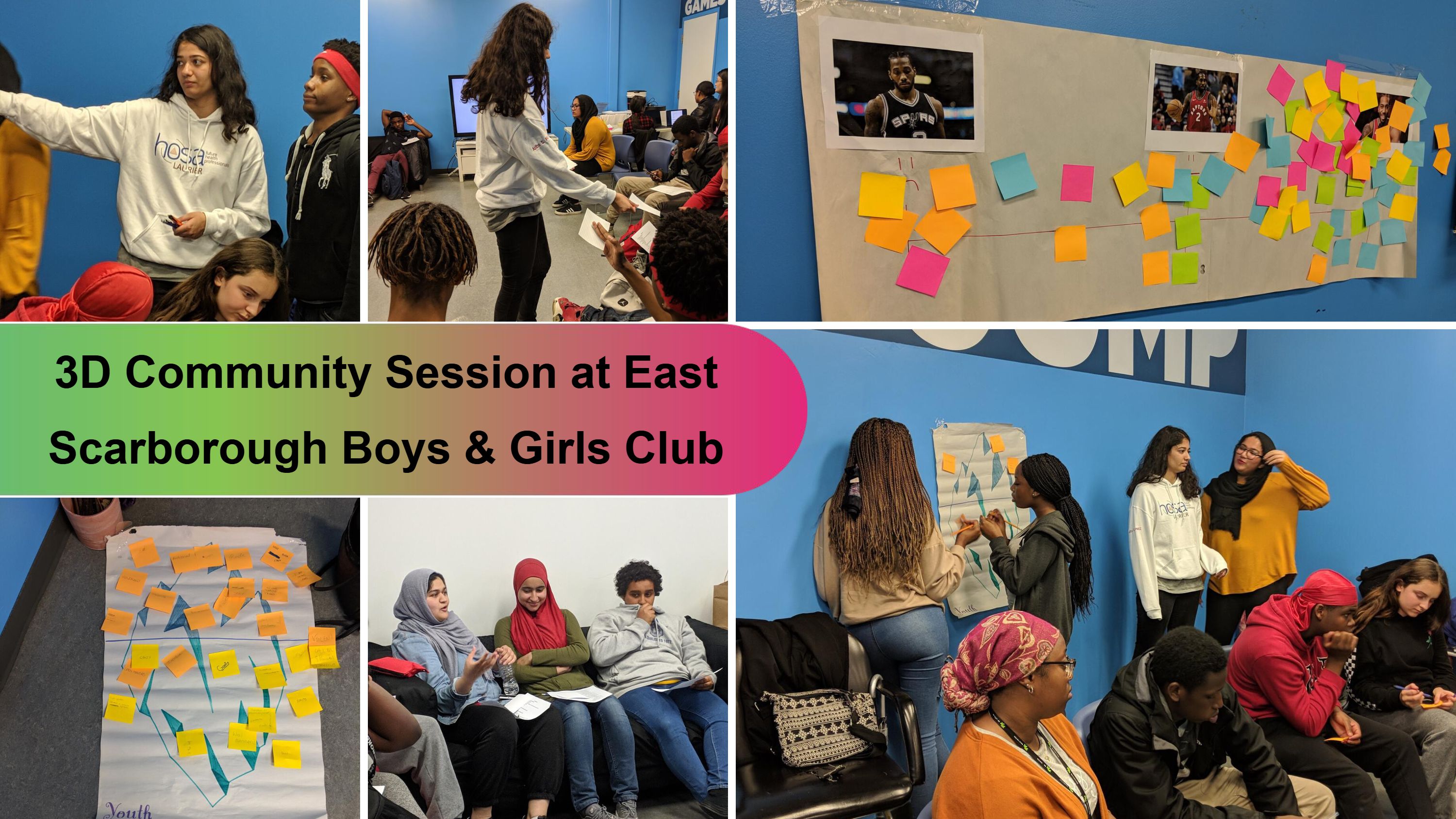 Collage of youth prototyping their youth led approach with youth from the East Scarborough Boys and Girls Club.