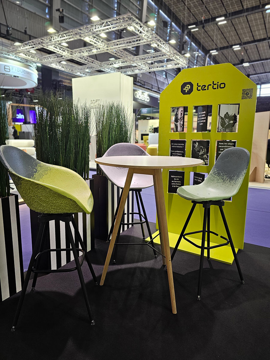 Stand salon workspace expo tertio meuble recyclés