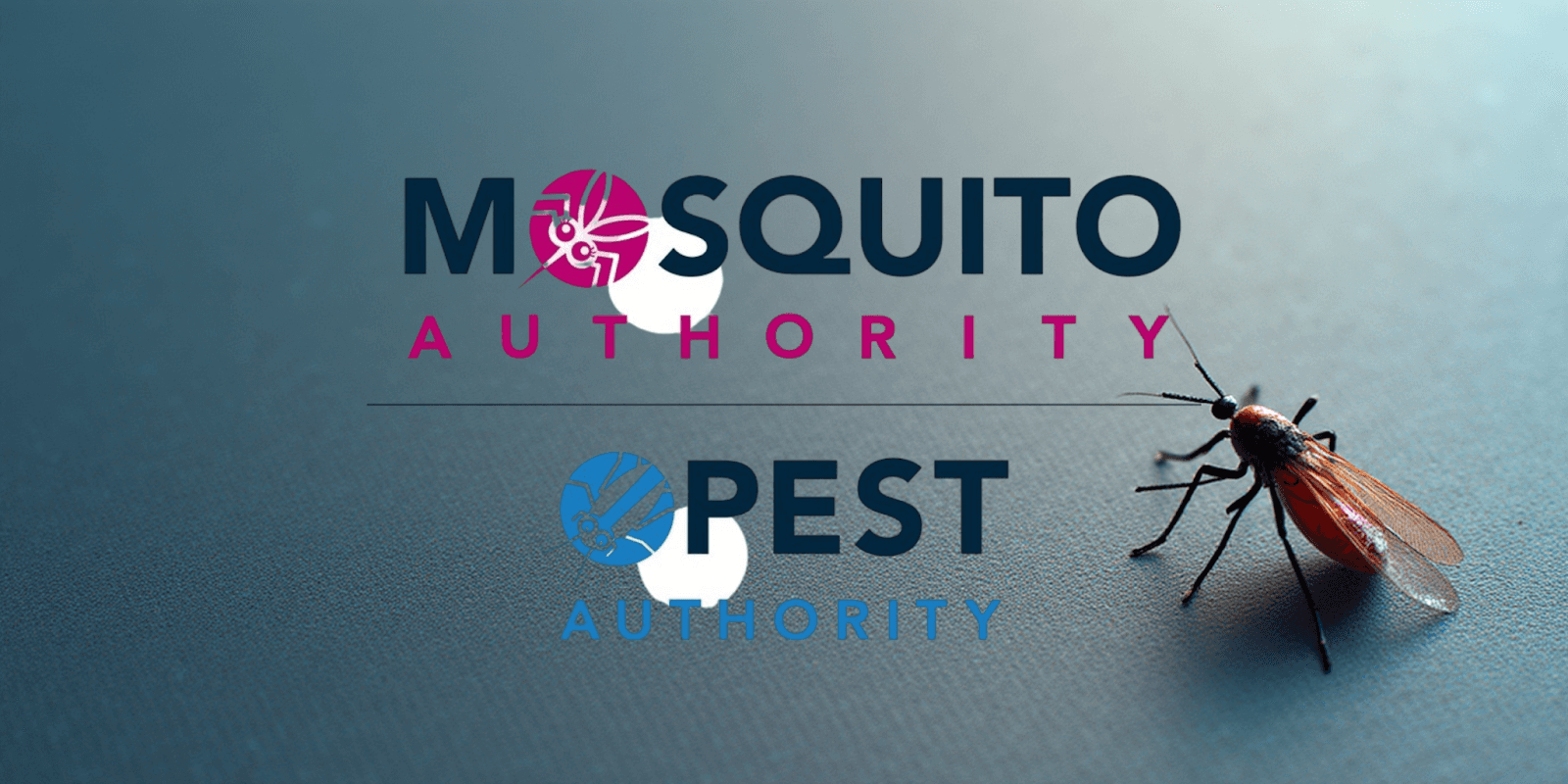 Mosquito and Pest Authority logos representing eco-friendly pest control services for mosquitoes, ticks, flies, and other pests.