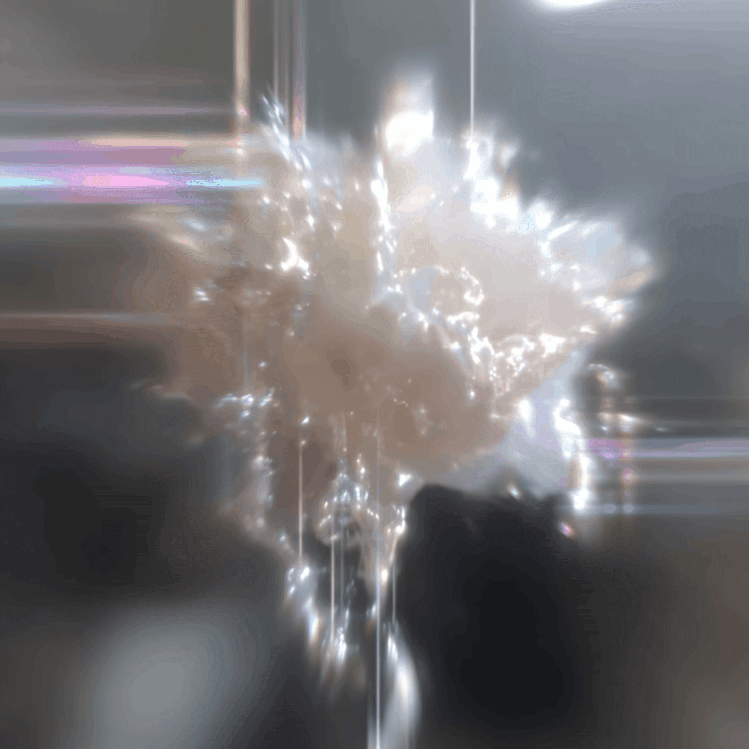 Abstract bright, sparkling, irregular shape with light streaks.