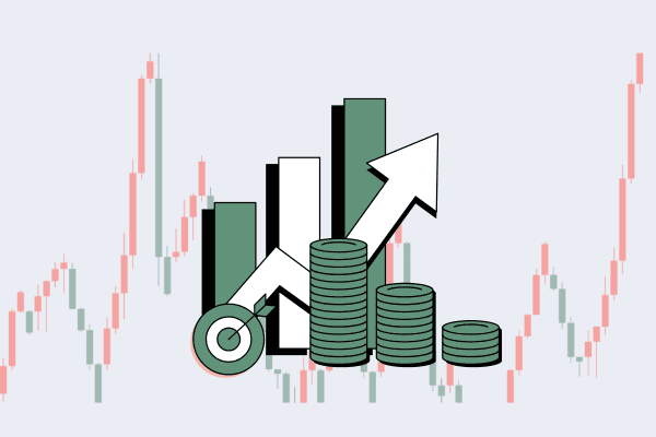 Stock chart and stacked cash