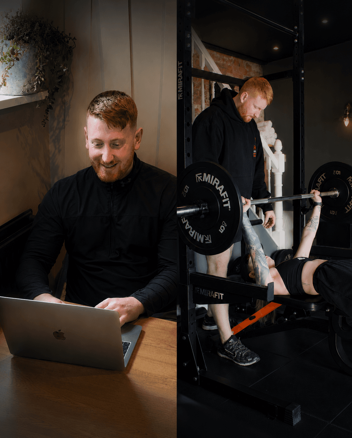 a man and woman exercising