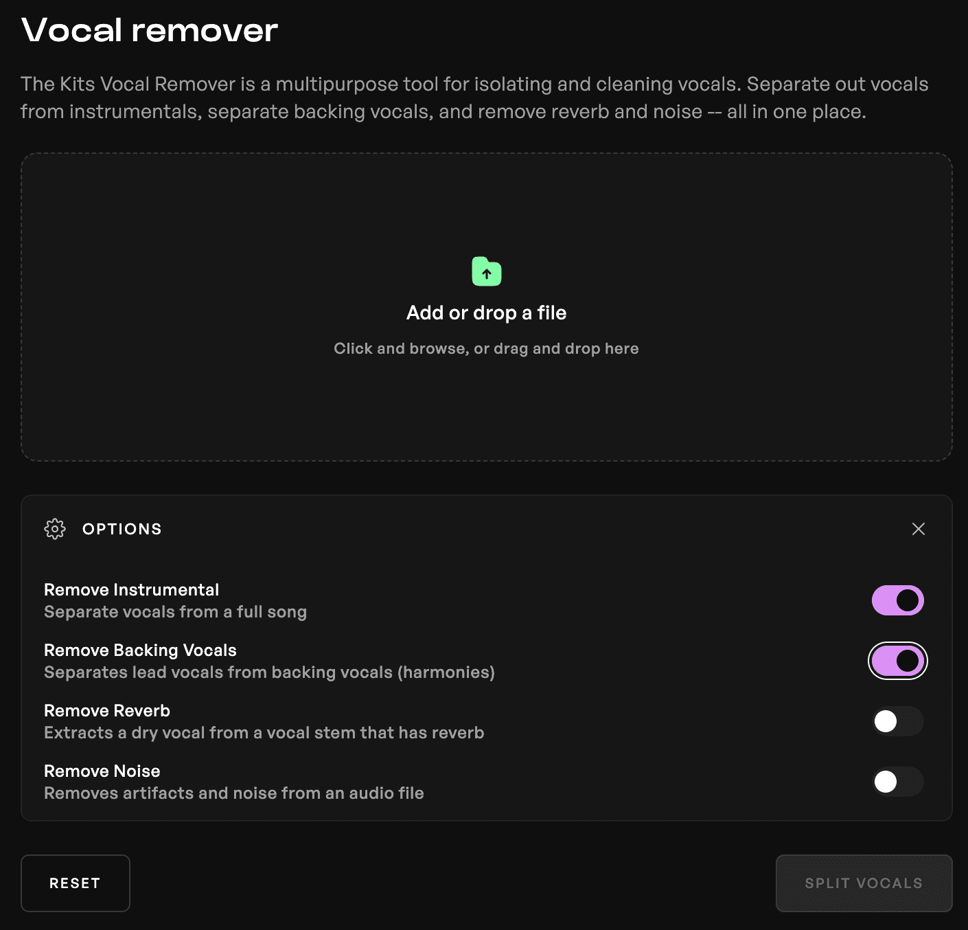 Kits AI Vocal Remover tool